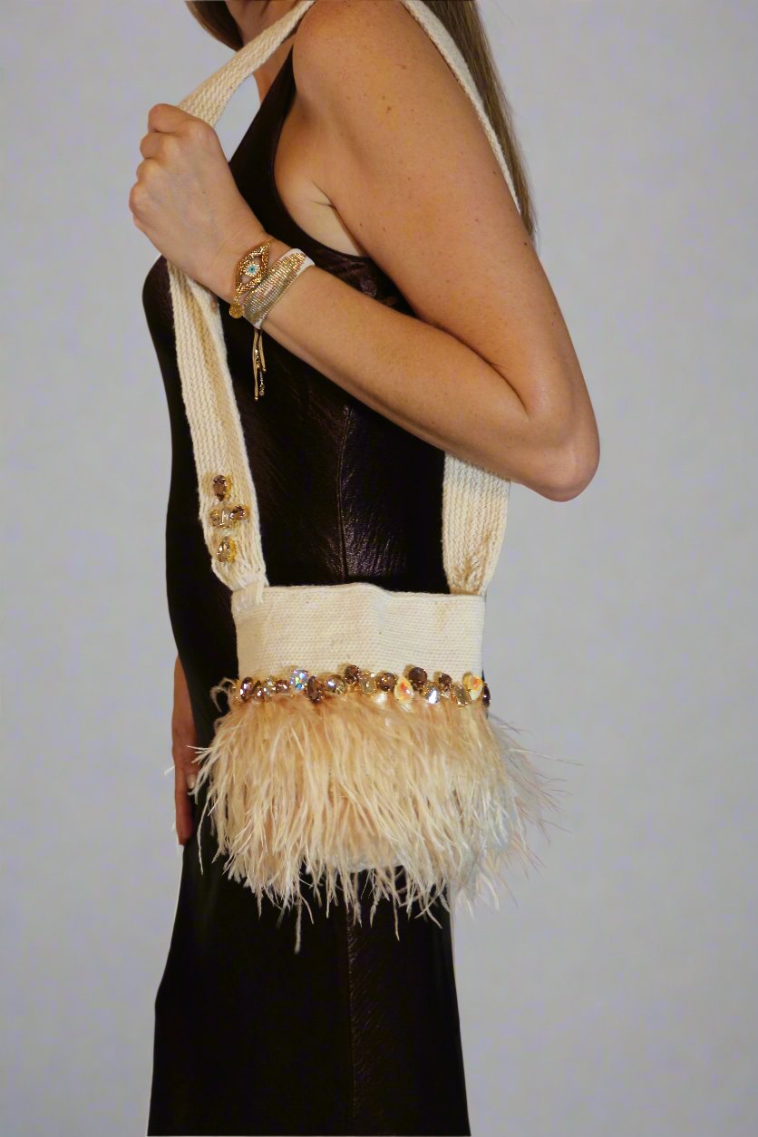 Mini Swarovski Ivory Handmade Sustainable Bag