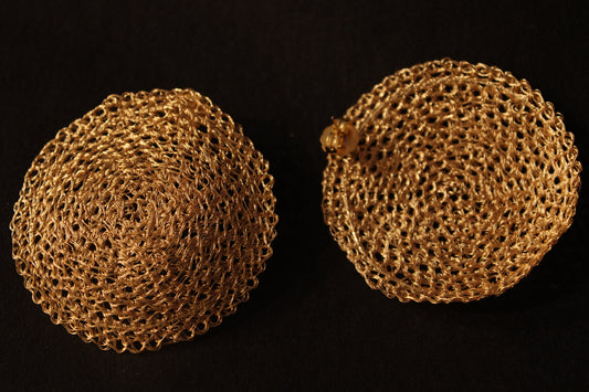 Crochet Gold Wire Thread Stud Earrings