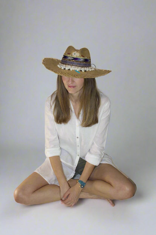 Beaded Hand & Mati Charm Sustainable Hat