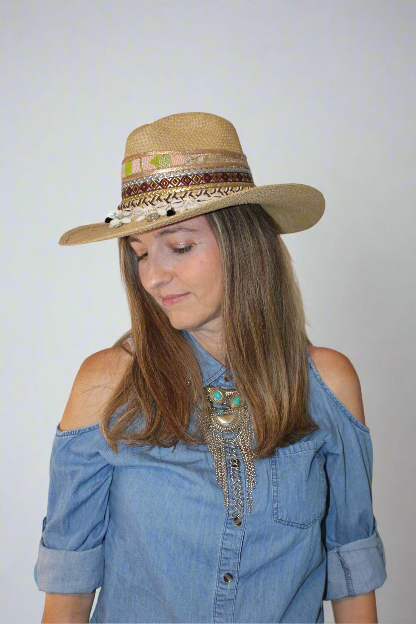 Pink and Green Band Sustainable Hat