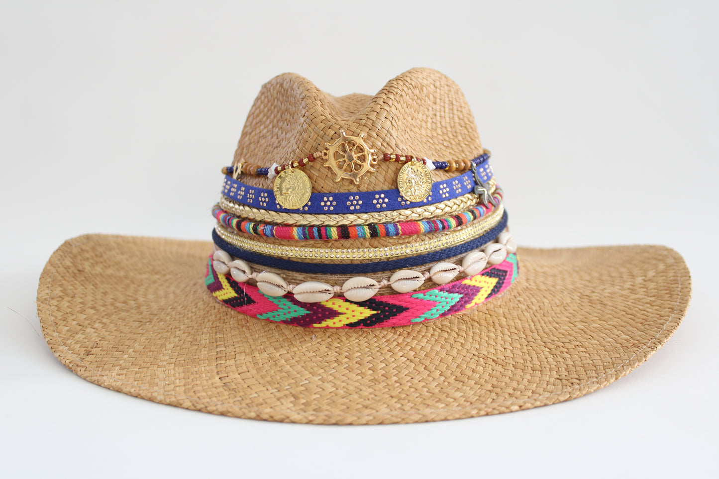 Vintage Wheel Sustainable Hat in Brown with Yellow Undertone